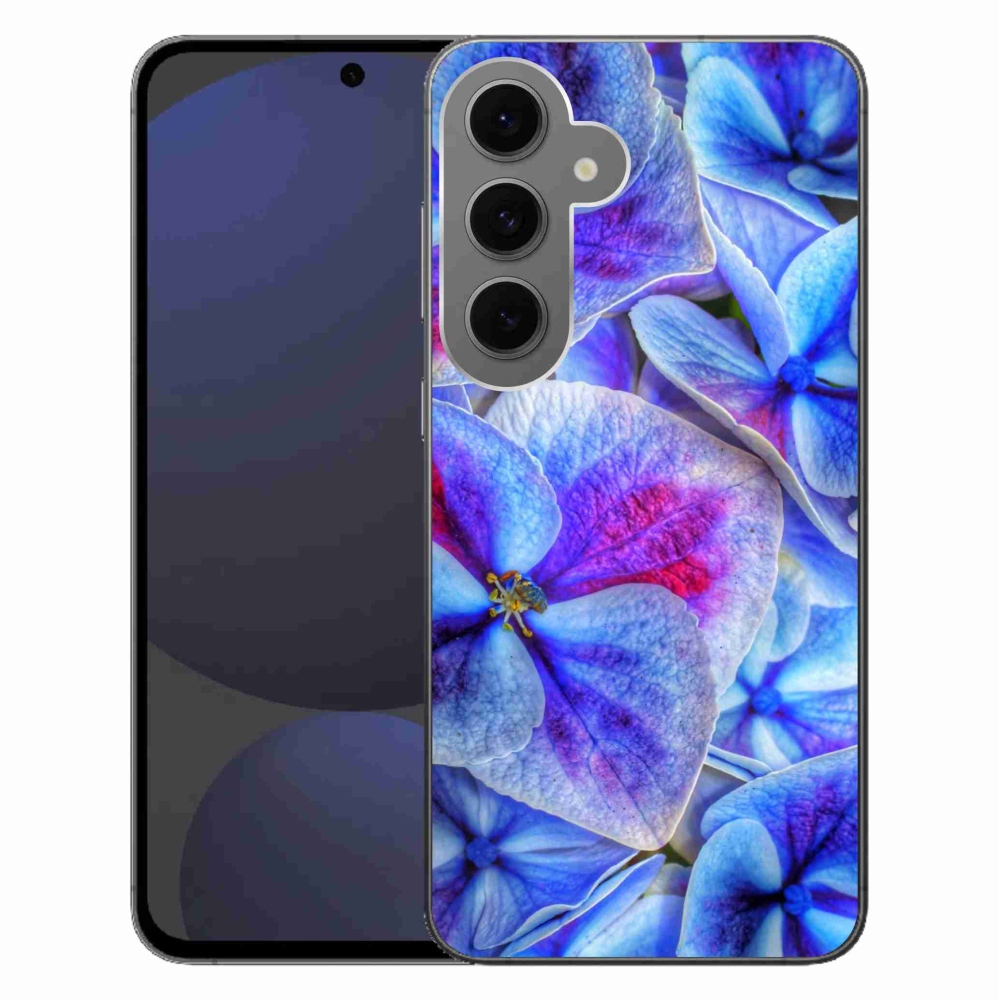 Gélový kryt mmCase na Samsung Galaxy S24 FE - modré kvety 1
