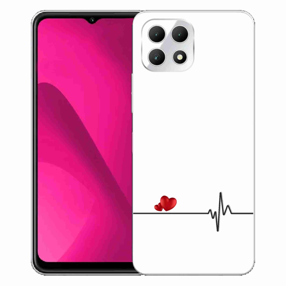 Gélový kryt mmCase na T-Mobile T Phone 2 - srdce a tep biele pozadie