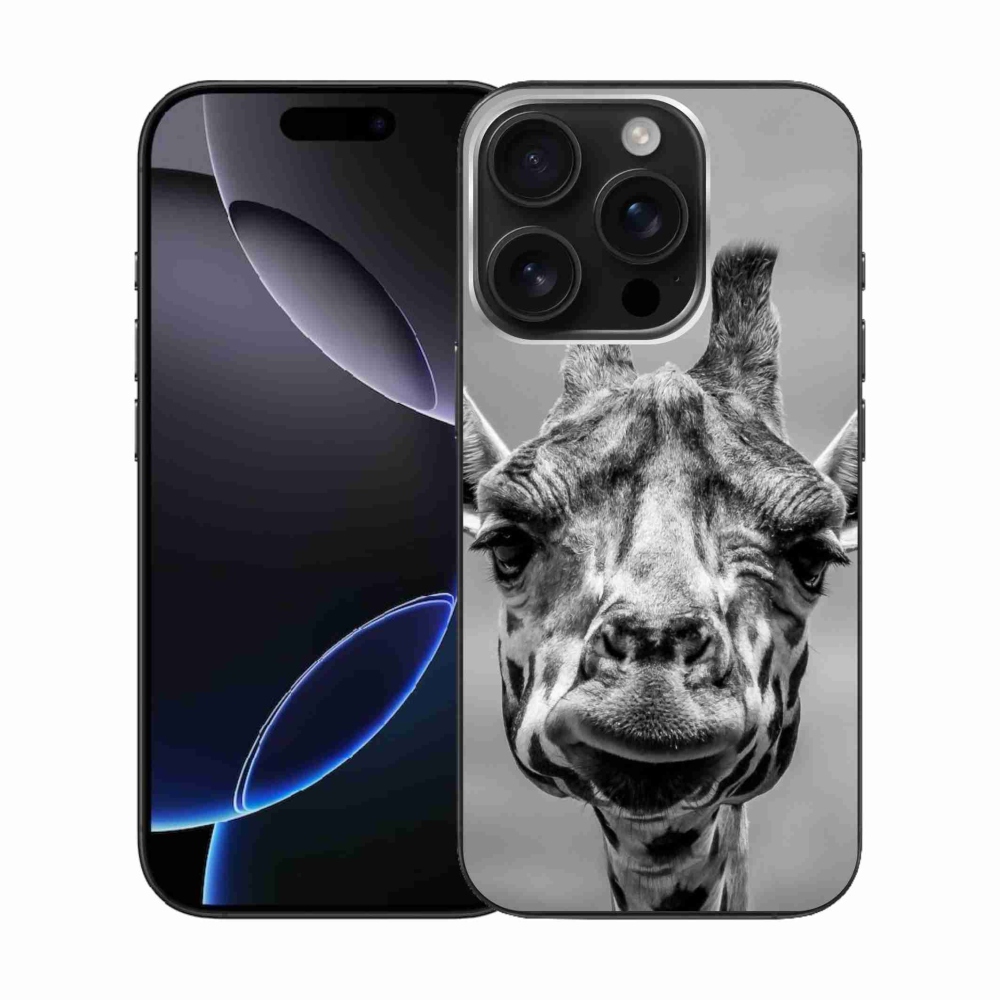 Gélový kryt mmCase na iPhone 16 Pro - čiernobiela žirafa