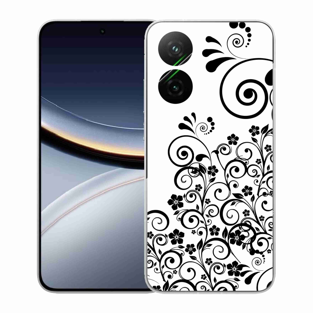 Gélový kryt mmCase na Xiaomi Poco F7 5G - čiernobiele kvetinové vzory