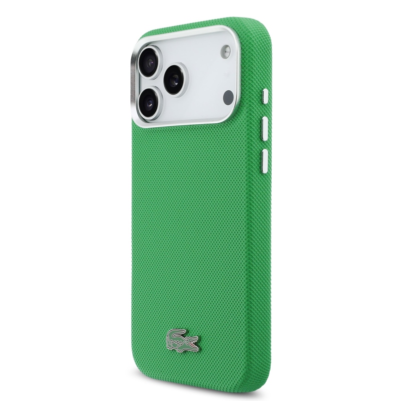 Lacoste Iconic Petit Pique Metal Logo MagSafe Zadný Kryt pre iPhone 17 Pro Max Green