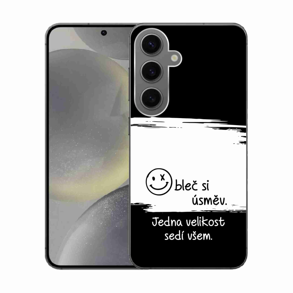 Gélový kryt mmCase na Samsung Galaxy S24 - vtipný text 8 bieločierne pozadie