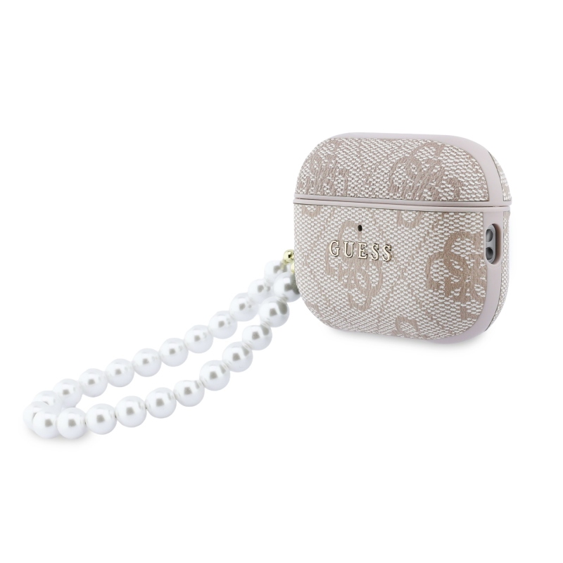 Guess PU 4G Classic Logo Pearl Strap Puzdro pre AirPods Pro 3 Pink