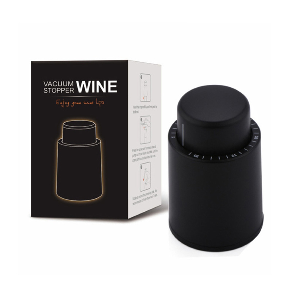 Uzáver na víno a prosecco s ukazovateľom dátumu - čierny