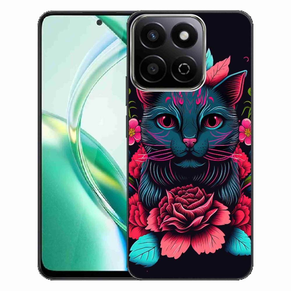 Gélový kryt mmCase na Honor 200 Smart 5G - kvety a mačka