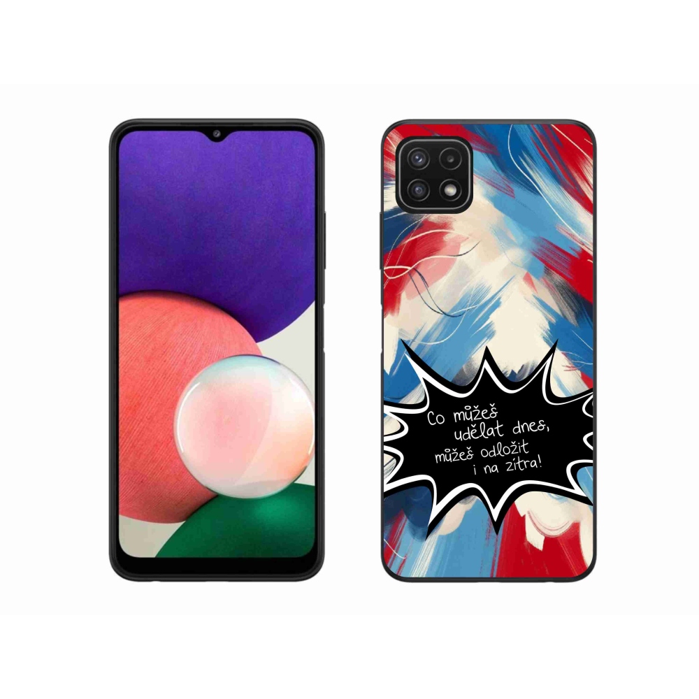 Gélový kryt mmCase na Samsung Galaxy A22 5G - vtipný text 9 čierne pozadie