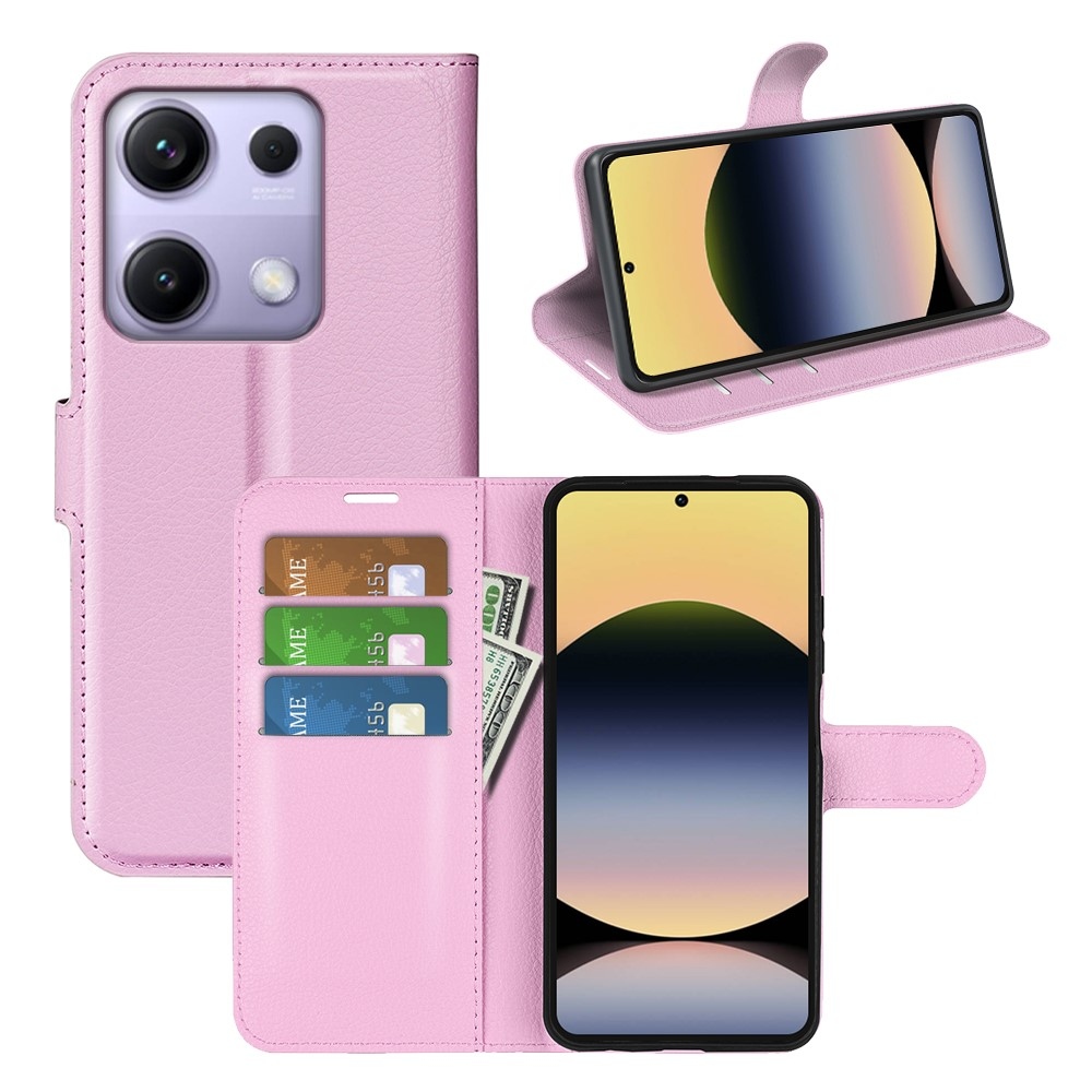 Litchi knižkové puzdro na Xiaomi Redmi Note 14S - ružové