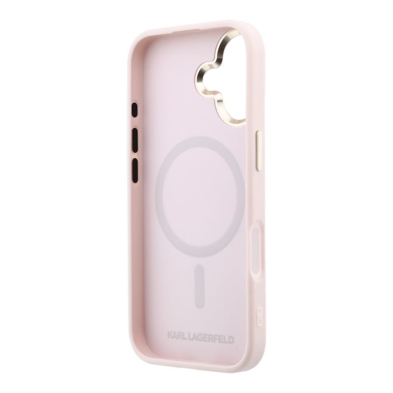 Karl Lagerfeld PU Perforated Gold Dots MagSafe zadný kryt pre iPhone 17, ružový