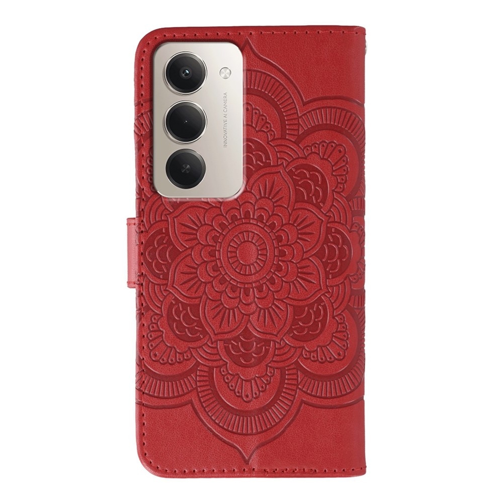Mandala knižkové púzdro na Xiaomi Redmi 15 5G - červené