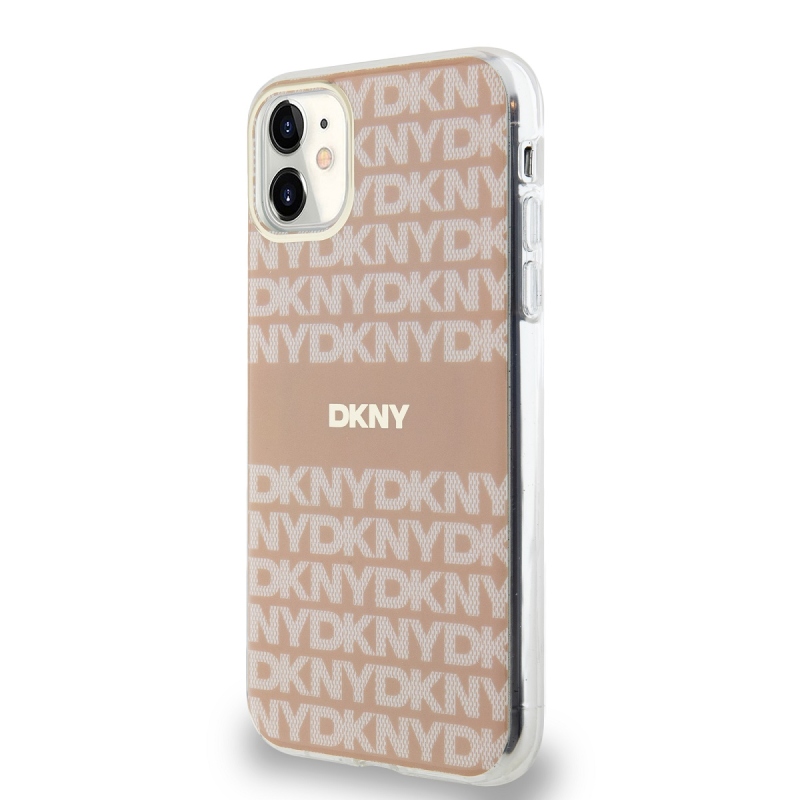 DKNY PC/TPU Repeat Pattern Tonal Stripe Magsafe Zadný Kryt pre iPhone 11 Pink