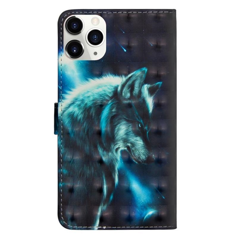 Decor PU kožené peněženkové puzdro na mobil iPhone 12 mini - vlk