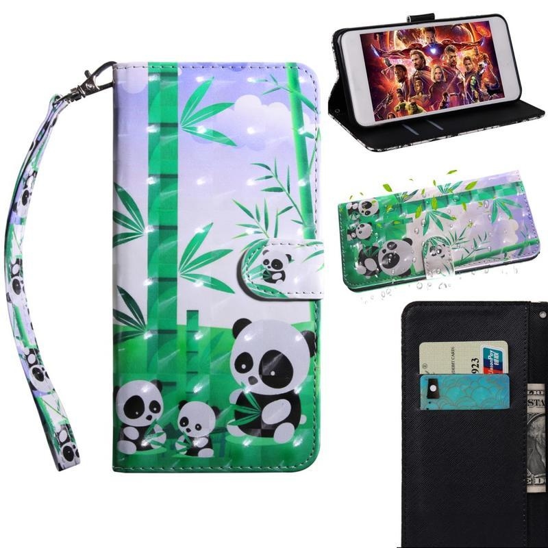 Decor PU kožené peněženkové puzdro na mobil Samsung Galaxy A31 - panda