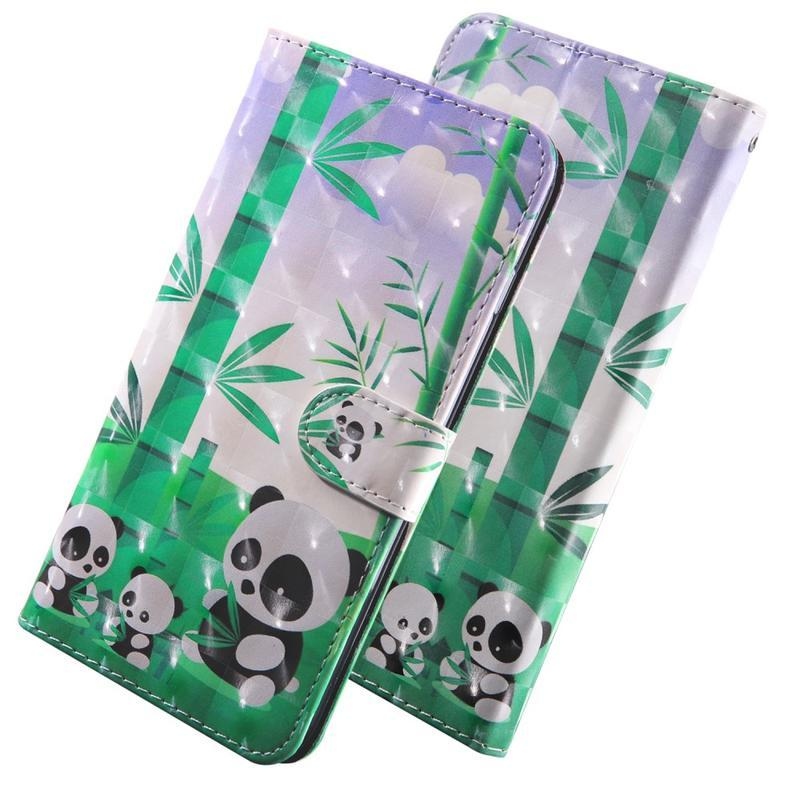 Decor PU kožené peněženkové puzdro na mobil Samsung Galaxy A31 - panda