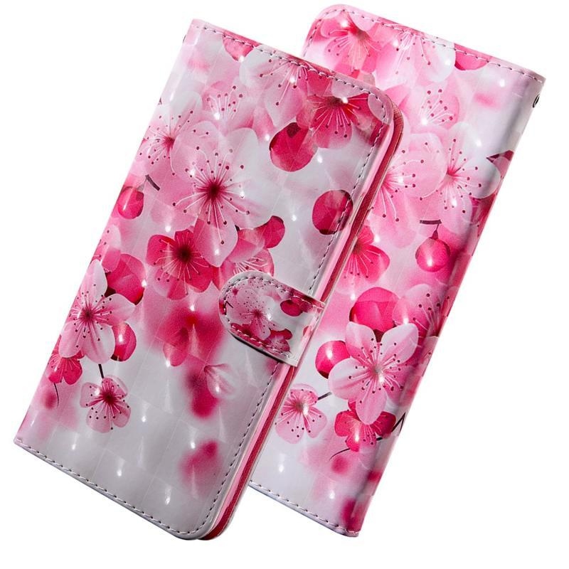 Decor PU kožené peněženkové puzdro na mobil Samsung Galaxy A51 5G - ružové kvety