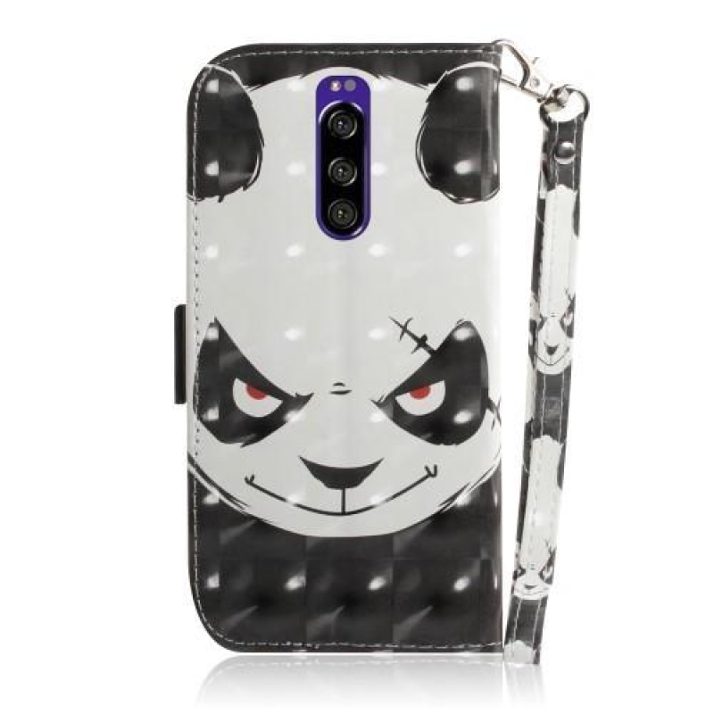 Decor PU kožené peněženkové puzdro na mobil Sony Xperia 1 - panda