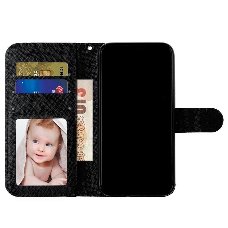 Decor PU kožené peněženkové puzdro pre mobilný telefón iPhone 12 Pro / 12 - mačka