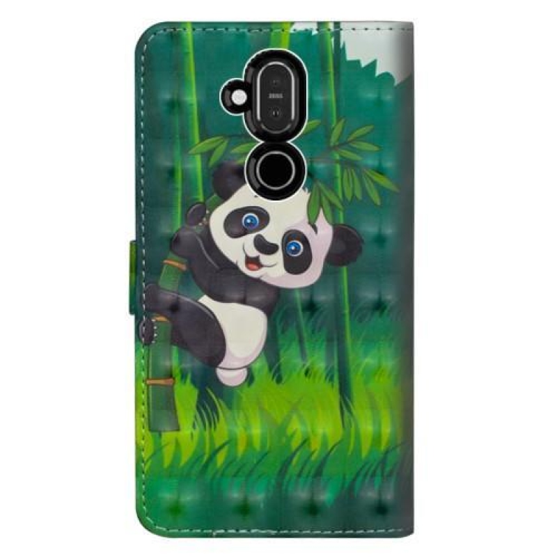 Decor PU kožené peněženkové puzdro pre Nokia 8.1 - panda