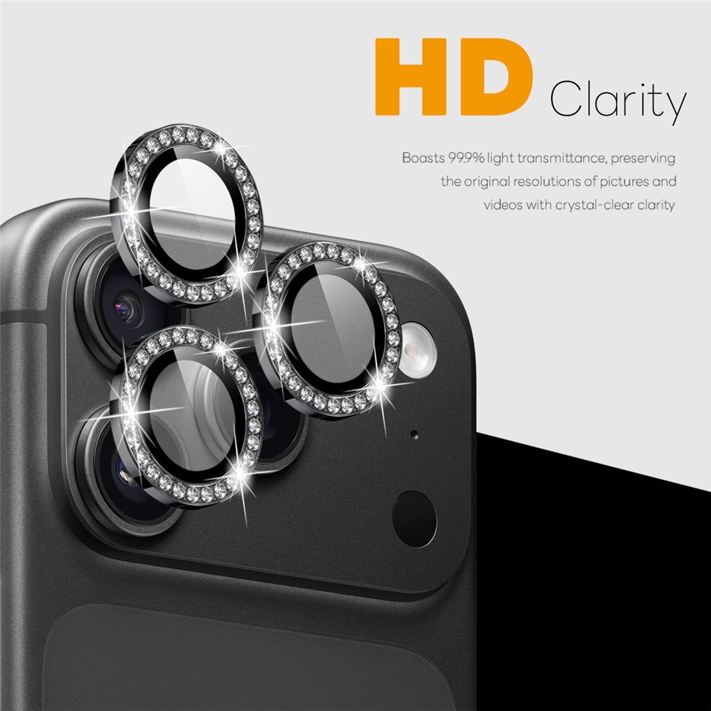 Decor sklo šošovky fotoaparátu na iPhone 18 Pro Max/18 Pro (samostatné sklá) - čierne