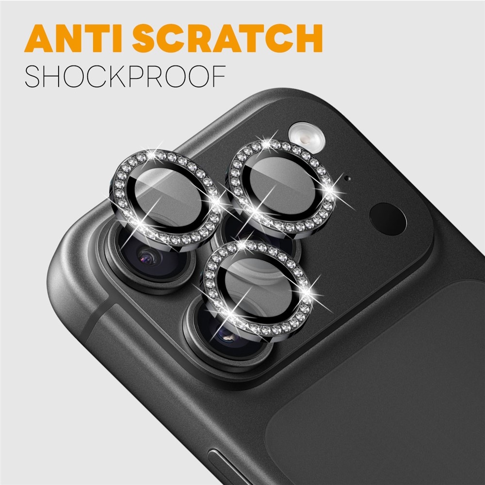 Decor sklo šošovky fotoaparátu na iPhone 18 Pro Max/18 Pro (samostatné sklá) - čierne