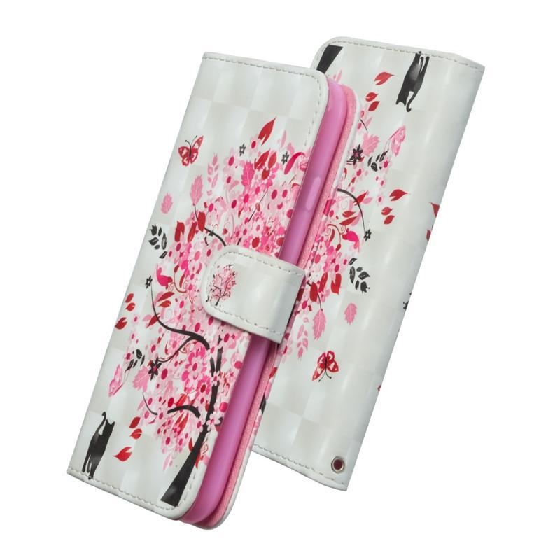Decore PU kožené peněženkové puzdro na mobil iPhone 12 Pro / 12 - rozkvitnutý strom