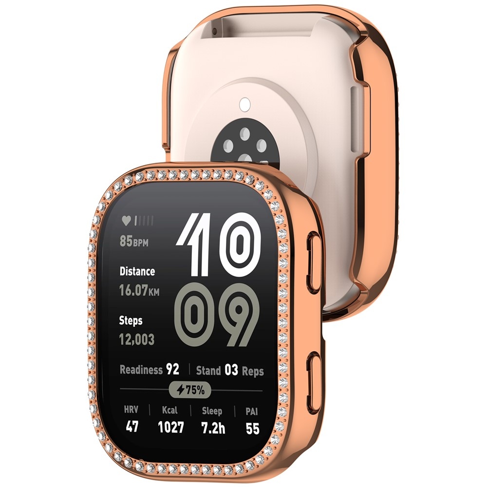 Decory plastové nasadzovacie puzdro s kamienkami na Amazfit Bip 6 - ružovozlaté