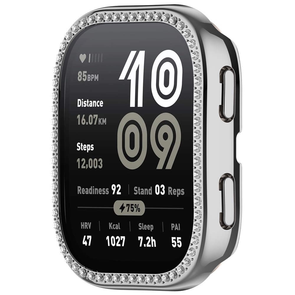 Decory plastové nasadzovacie puzdro s kamienkami na Amazfit Bip 6 - strieborné