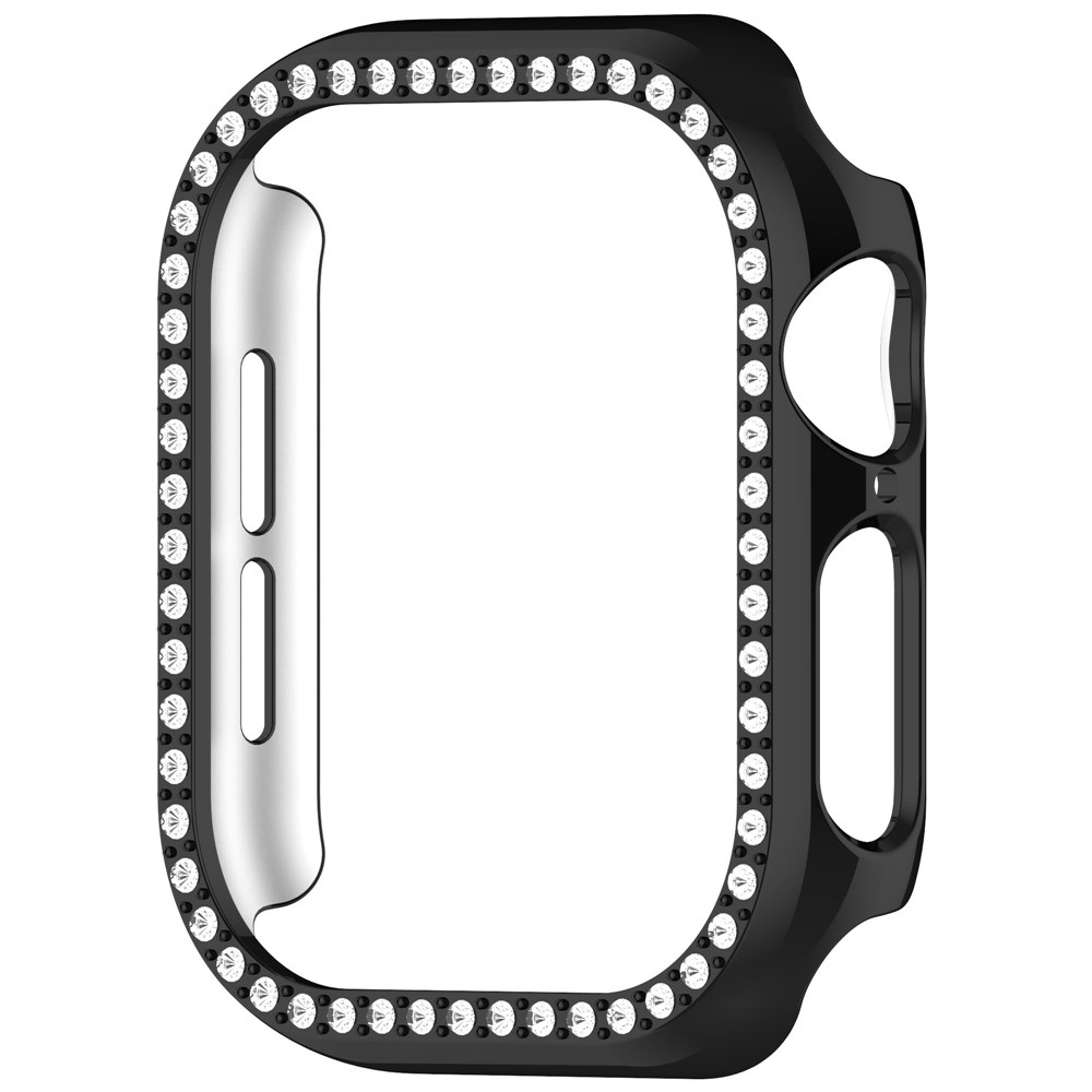 Decory plastové nasadzovacie puzdro s kamienkami na Apple Watch 11/10 42mm - čierne