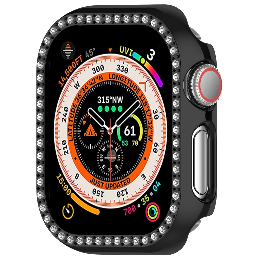 Decory plastové nasadzovacie puzdro s kamienkami na Apple Watch 11/10 42mm - čierne