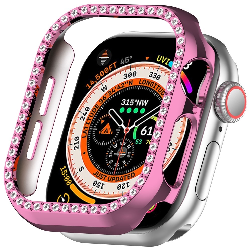 Decory plastové nasadzovacie puzdro s kamienkami na Apple Watch 11/10 42mm - ružové