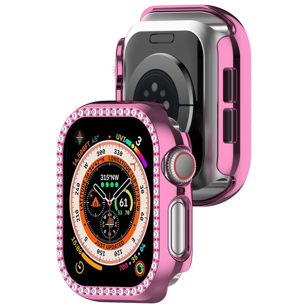 Decory plastové nasadzovacie puzdro s kamienkami na Apple Watch 11/10 42mm - ružové