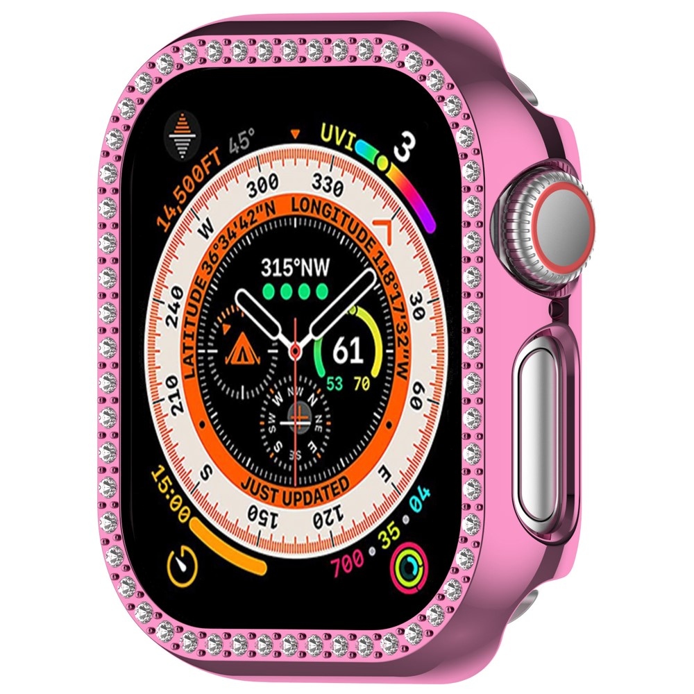Decory plastové nasadzovacie puzdro s kamienkami na Apple Watch 11/10 42mm - ružové