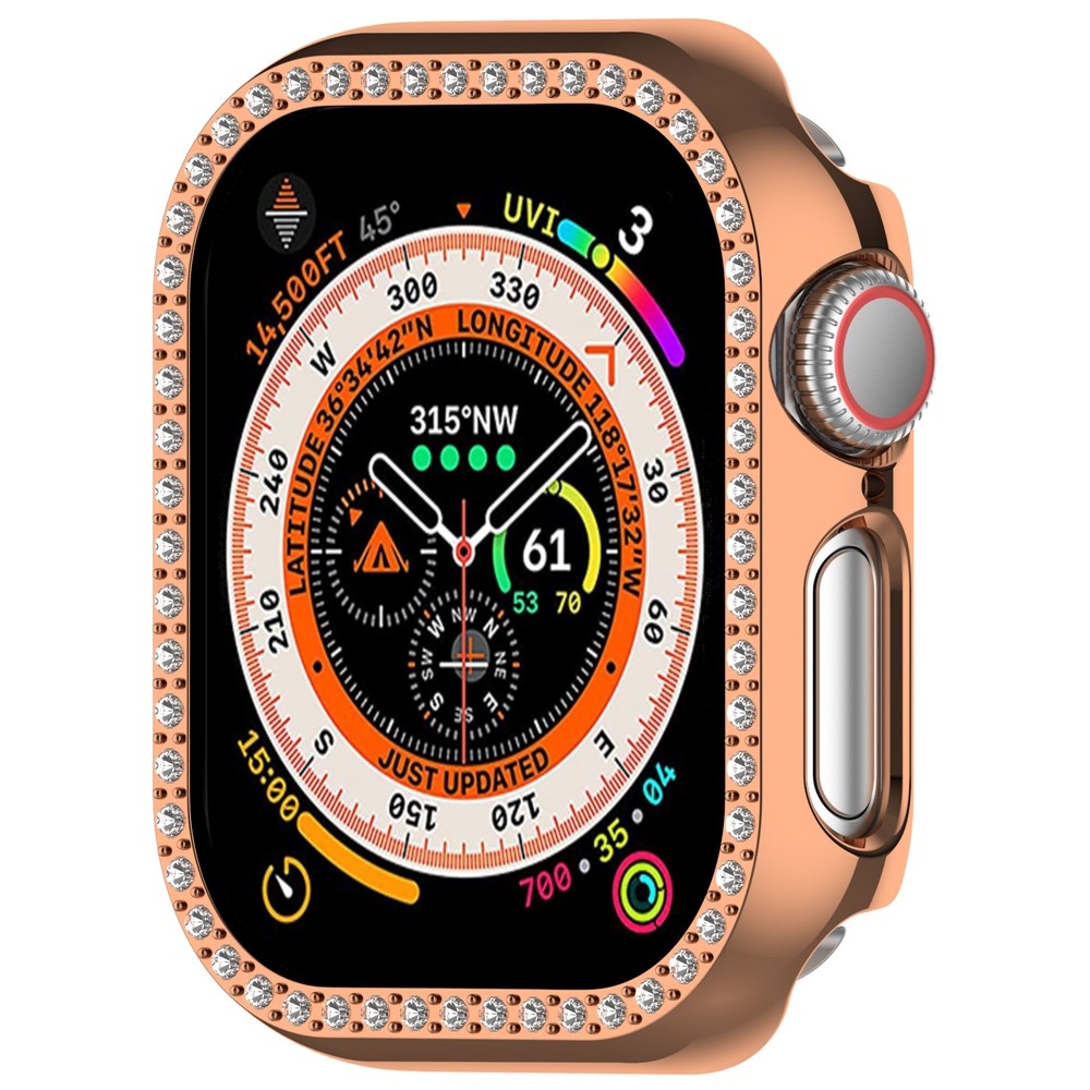 Decory plastové nasadzovacie puzdro s kamienkami na Apple Watch 11/10 42mm - ružovozlaté