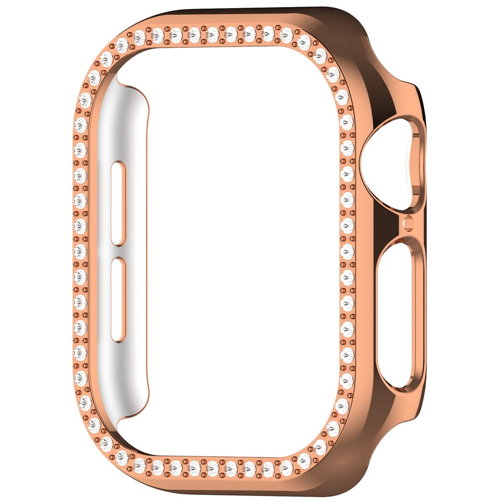 Decory plastové nasadzovacie puzdro s kamienkami na Apple Watch 11/10 42mm - ružovozlaté