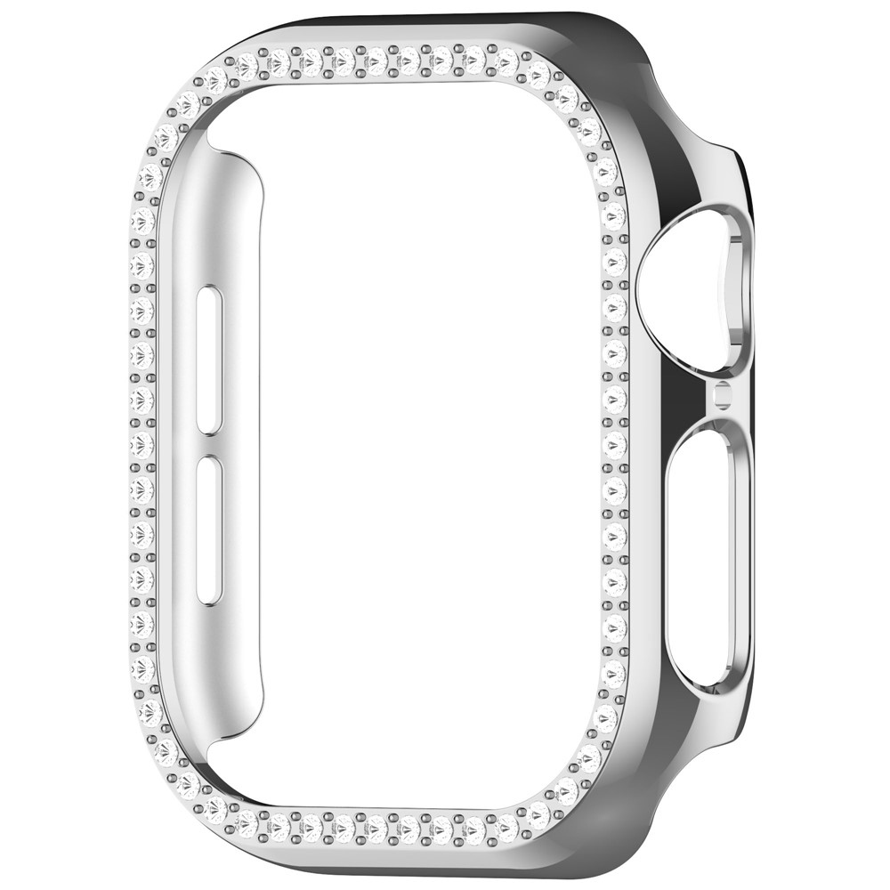 Decory plastové nasadzovacie puzdro s kamienkami na Apple Watch 11/10 42mm - strieborné