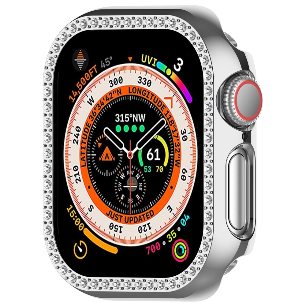Decory plastové nasadzovacie puzdro s kamienkami na Apple Watch 11/10 42mm - strieborné