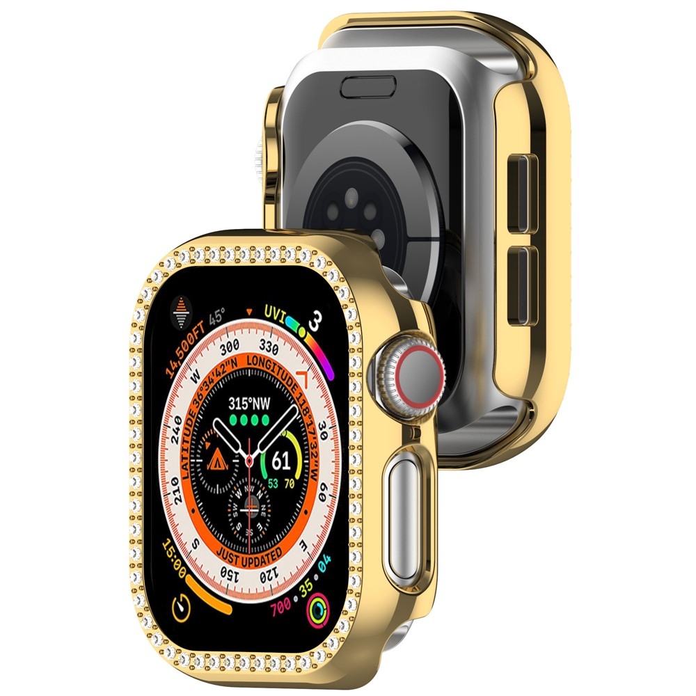 Decory plastové nasadzovacie puzdro s kamienkami na Apple Watch 11/10 42mm - zlaté