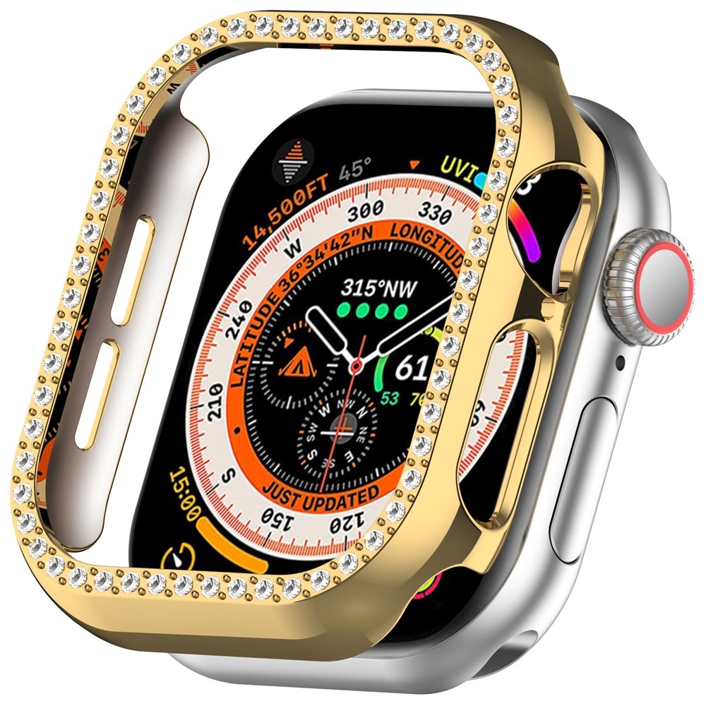 Decory plastové nasadzovacie puzdro s kamienkami na Apple Watch 11/10 42mm - zlaté