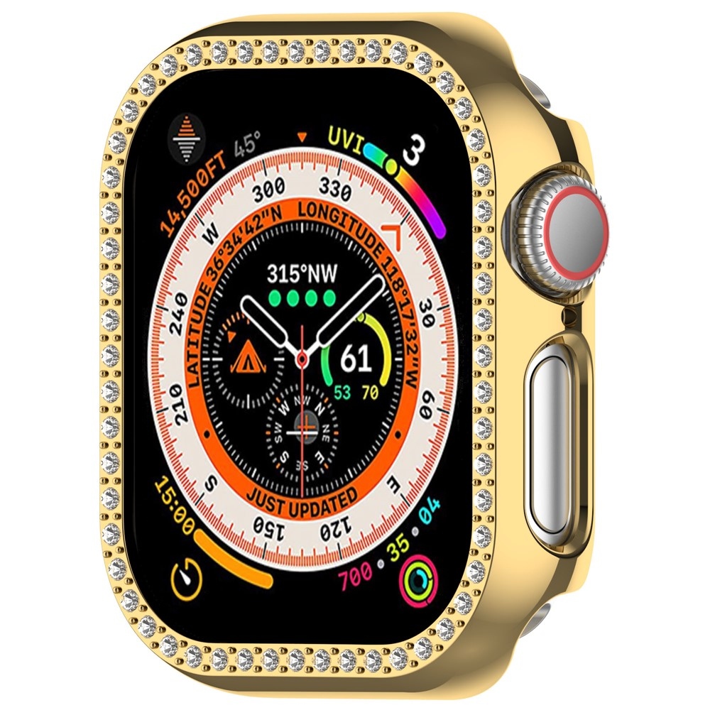 Decory plastové nasadzovacie puzdro s kamienkami na Apple Watch 11/10 42mm - zlaté
