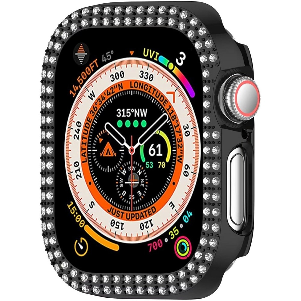 Decory plastové nasadzovacie puzdro s kamienkami na Apple Watch 11/10 46mm - čierne