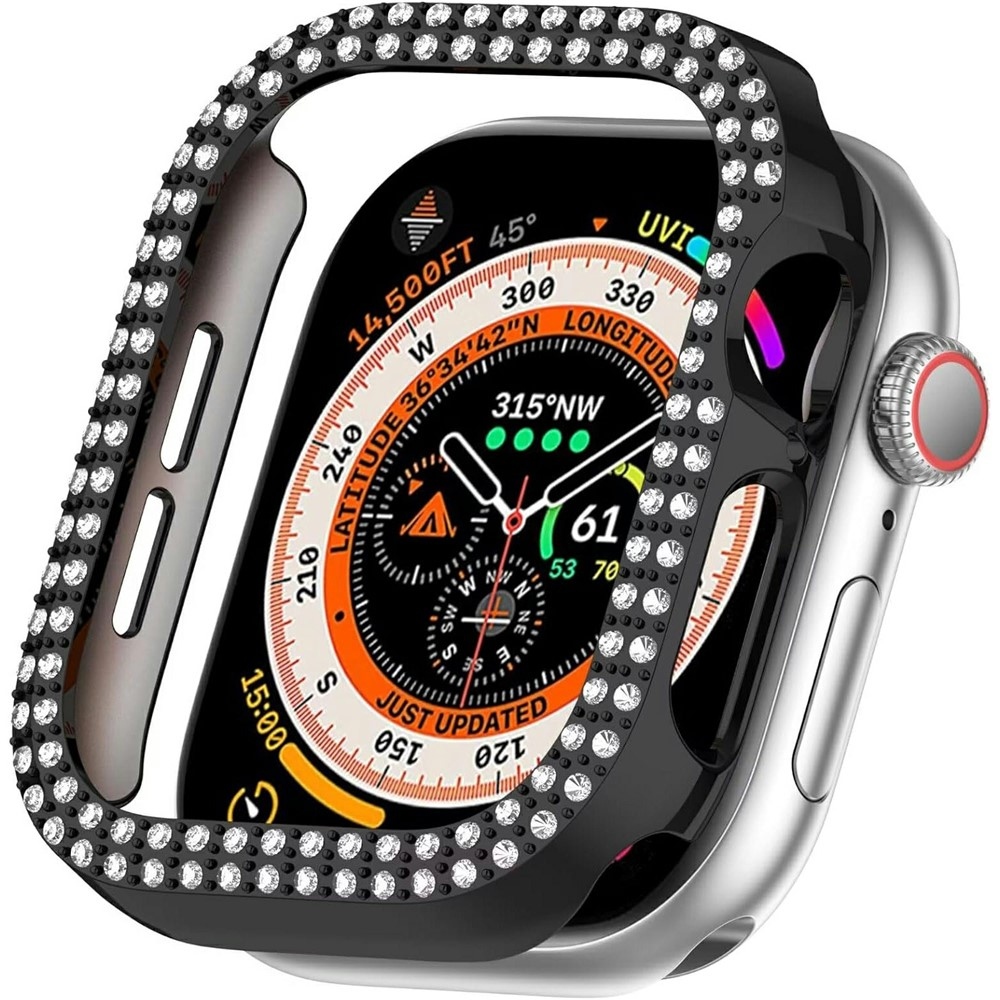 Decory plastové nasadzovacie puzdro s kamienkami na Apple Watch 11/10 46mm - čierne