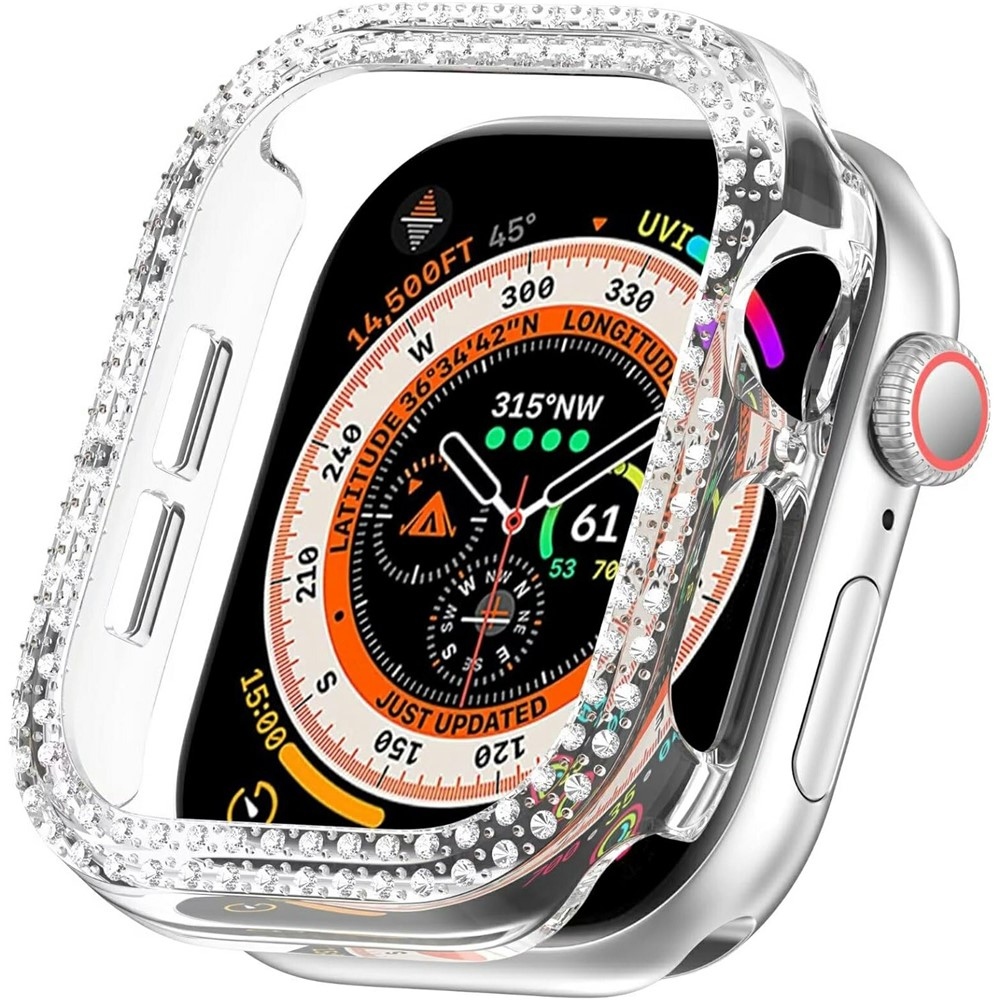 Decory plastové nasadzovacie puzdro s kamienkami na Apple Watch 11/10 46mm - priehľadné