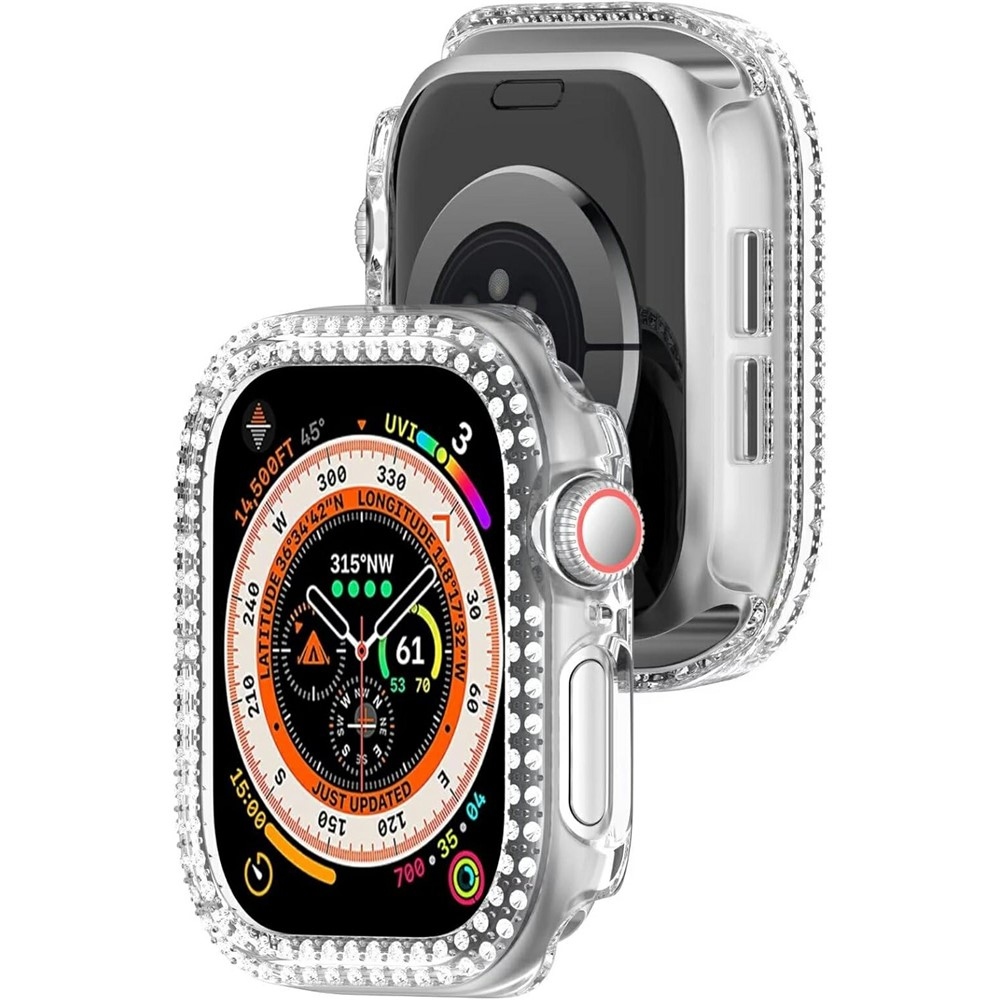 Decory plastové nasadzovacie puzdro s kamienkami na Apple Watch 11/10 46mm - priehľadné