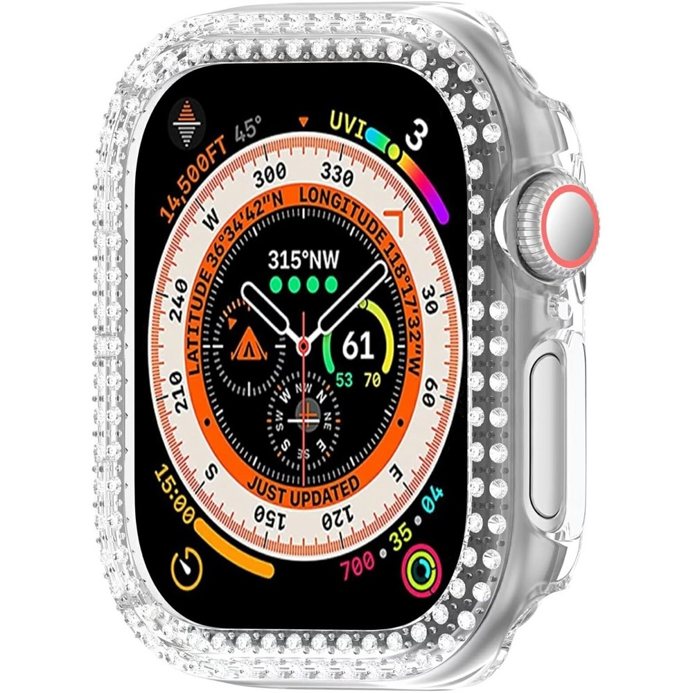 Decory plastové nasadzovacie puzdro s kamienkami na Apple Watch 11/10 46mm - priehľadné