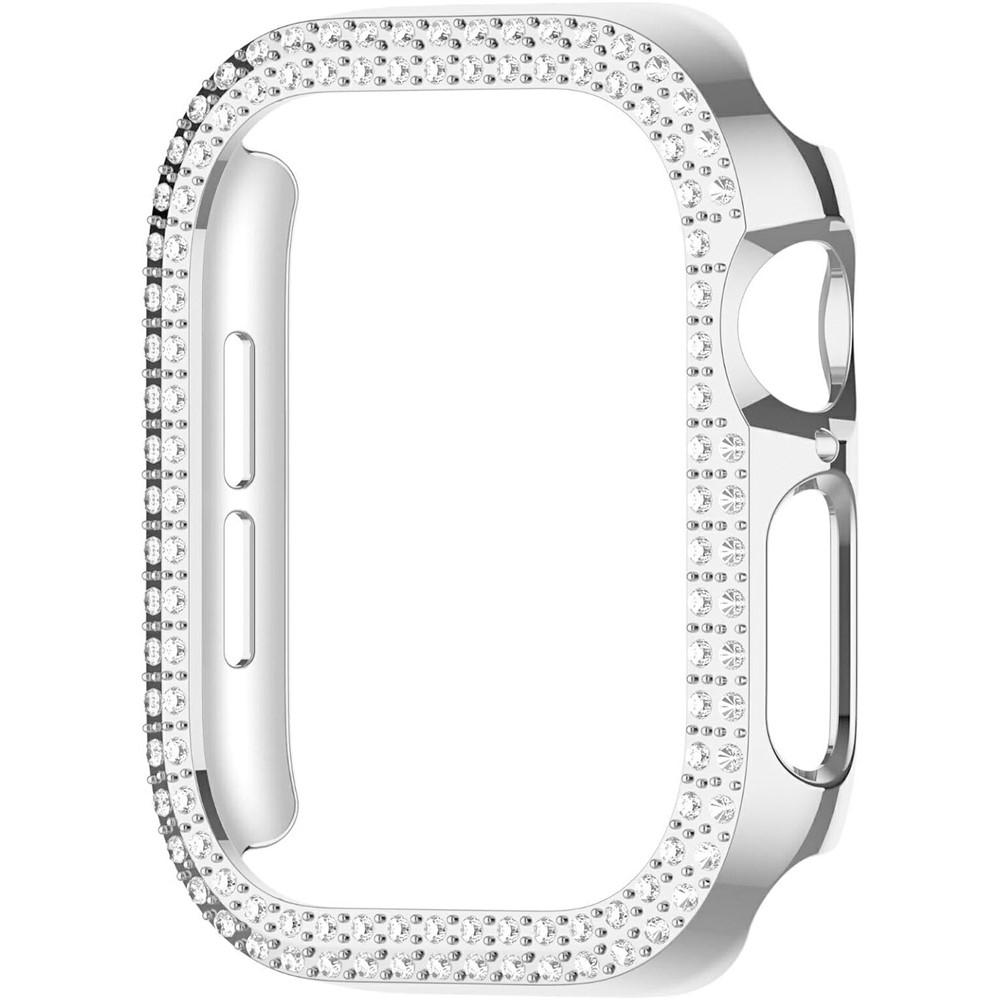 Decory plastové nasadzovacie puzdro s kamienkami na Apple Watch 11/10 46mm - strieborné