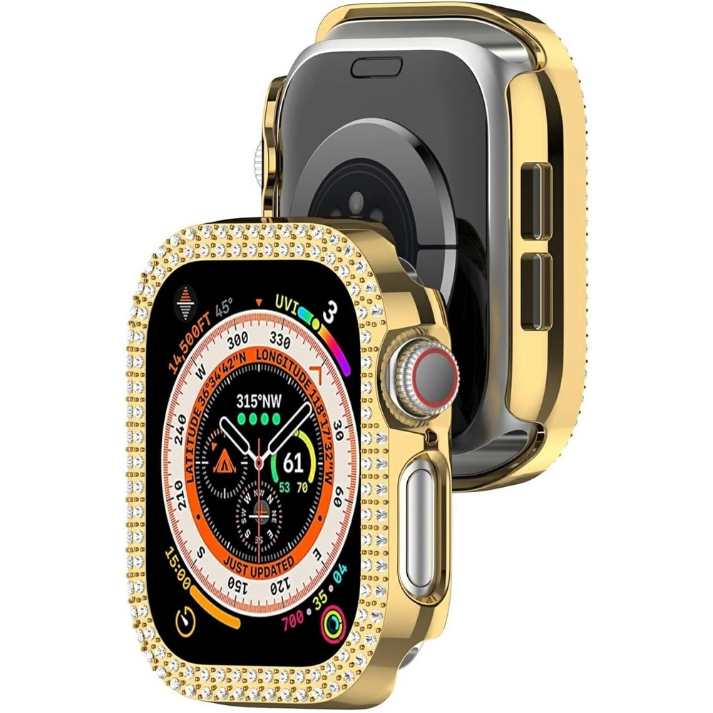 Decory plastové nasadzovacie puzdro s kamienkami na Apple Watch 11/10 46mm - zlaté