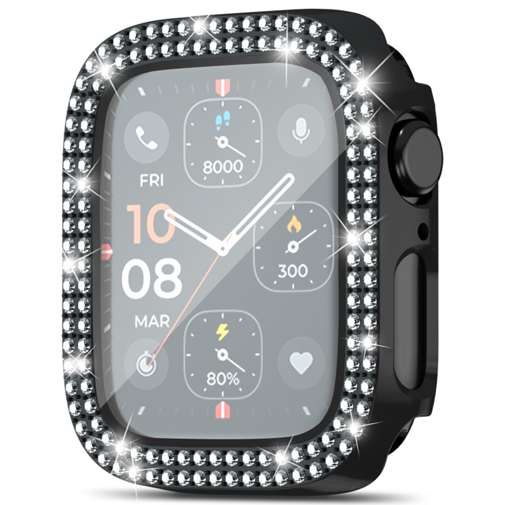 Decory plastové nasadzovacie puzdro s kamienkami na Apple Watch SE3/SE2/SE1/Watch 6/5/4 40mm - čierne