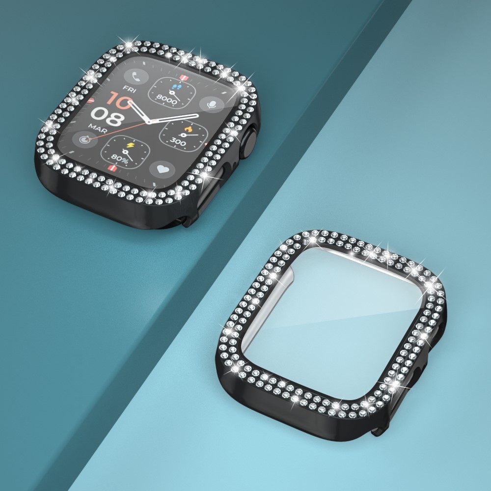 Decory plastové nasadzovacie puzdro s kamienkami na Apple Watch SE3/SE2/SE1/Watch 6/5/4 40mm - čierne