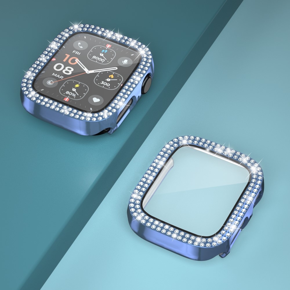 Decory plastové nasadzovacie puzdro s kamienkami na Apple Watch SE3/SE2/SE1/Watch 6/5/4 40mm - modré