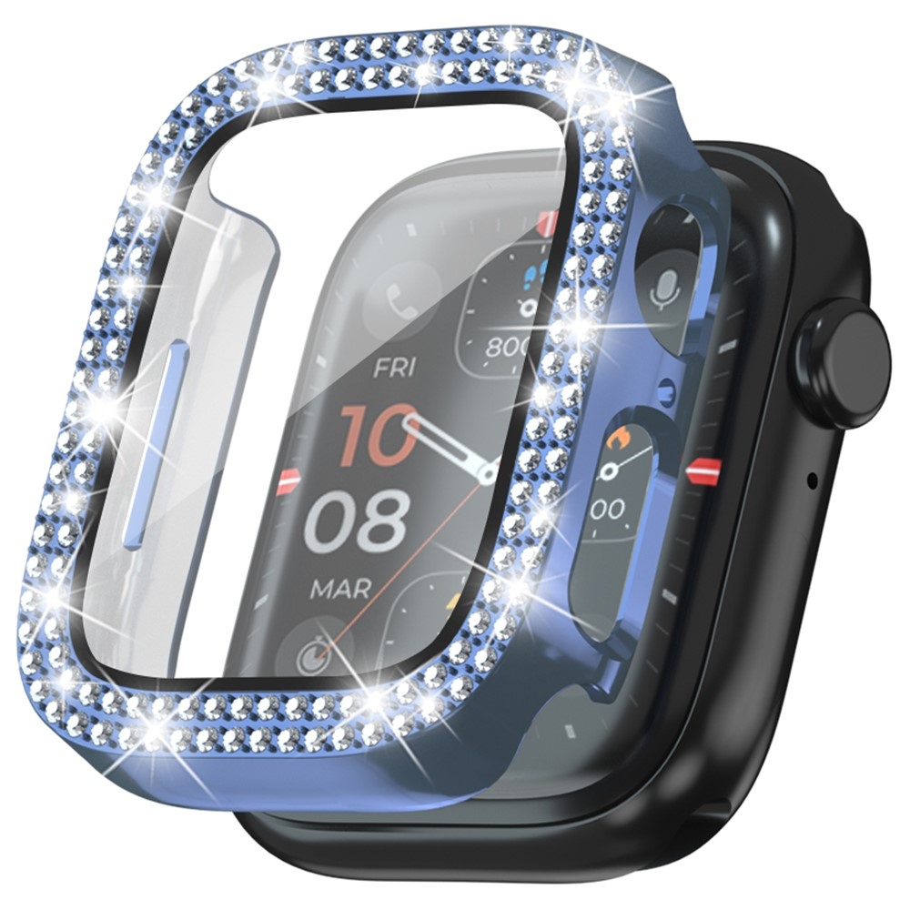 Decory plastové nasadzovacie puzdro s kamienkami na Apple Watch SE3/SE2/SE1/Watch 6/5/4 40mm - modré
