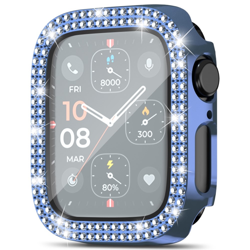 Decory plastové nasadzovacie puzdro s kamienkami na Apple Watch SE3/SE2/SE1/Watch 6/5/4 40mm - modré